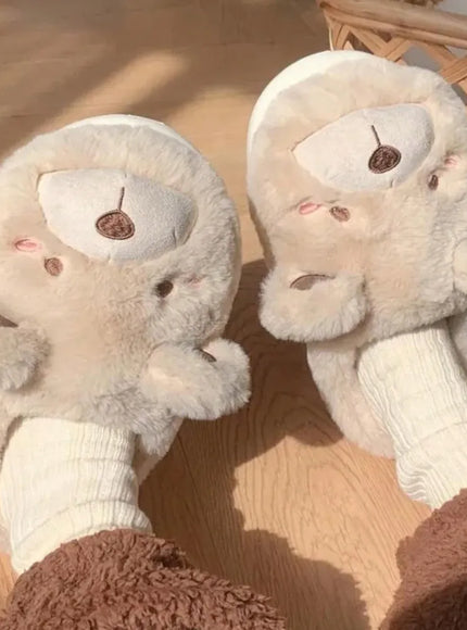 KissICON Cute Bear Single Band Winter New Women Slipper