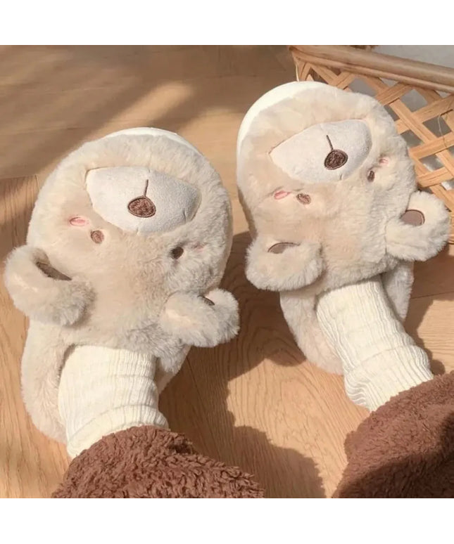 KissICON Cute Bear Single Band Winter New Women Slipper