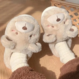 KissICON Cute Bear Single Band Winter New Women Slipper