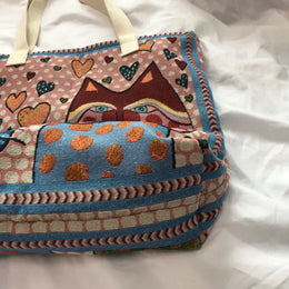 KissICON Cute Cat Pattern Wide Horizontal Canvas Tote