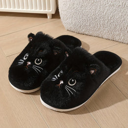 jkthpu-45 Cute Plush Cat Slippers Warm Cozy NonSlip Indoor Shoes