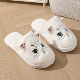 jkthpu-45 Cute Plush Cat Slippers Warm Cozy NonSlip Indoor Shoes