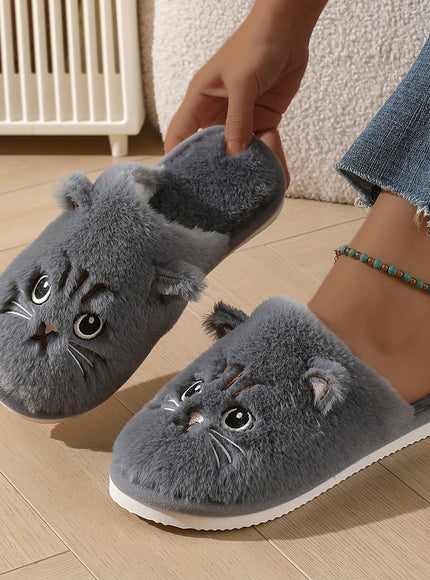 jkthpu-45 Cute Plush Cat Slippers Warm Cozy NonSlip Indoor Shoes