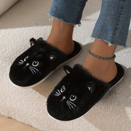 jkthpu-45 Cute Plush Cat Slippers Warm Cozy NonSlip Indoor Shoes