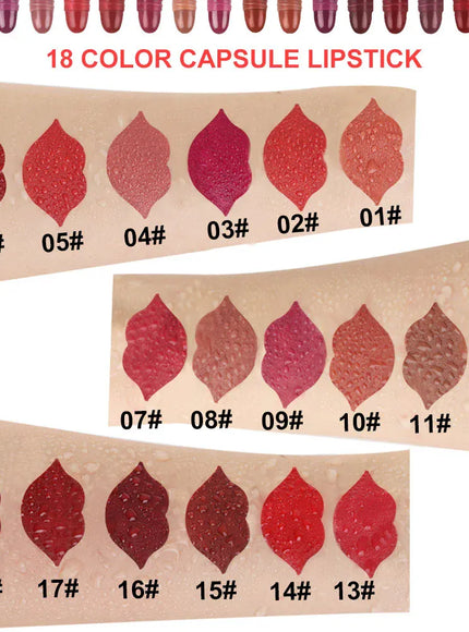 KissICON D-801531 KissIcon 18 Color Lipstick Set - Moisturizing Waterproof