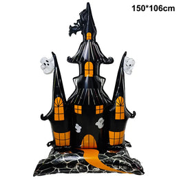 KissICON D / Other Halloween Party Decor Standing Inflatable Aluminum Foil Balloon Ghost Pumpkin Skull Haunted House Tombstone Skeleton Balloon