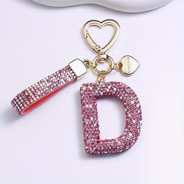 KissICON D Sparkling Pink  White Initial PVC Keychain Gift