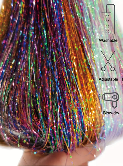 KissIcon Clip In Hair Tinsel TwelvePcs - Sparkly