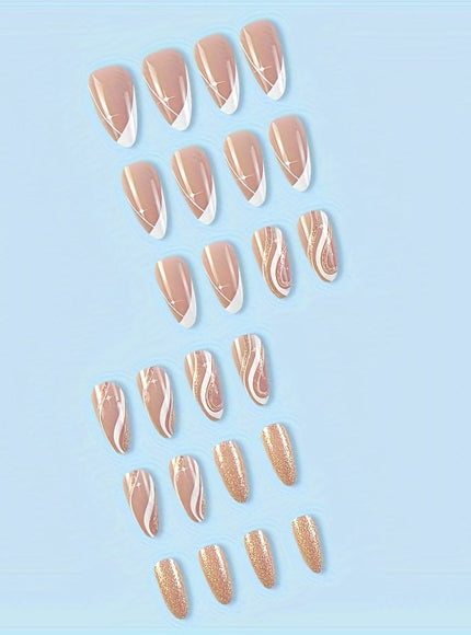 KissIcon Almond Press On Nails French Tips -