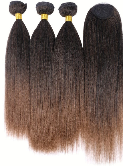 Yaki Straight Hair Extensions With Closure - Heat