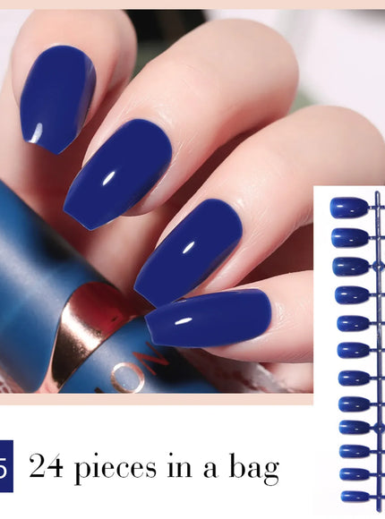 KissICON dark blue KissIcon LULAA 24Pcs Press On Acrylic Nails Detachable