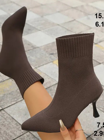 KissICON dark-brown / 38 Fashion Elastic Sock Boots Women Knitted Breathable High
