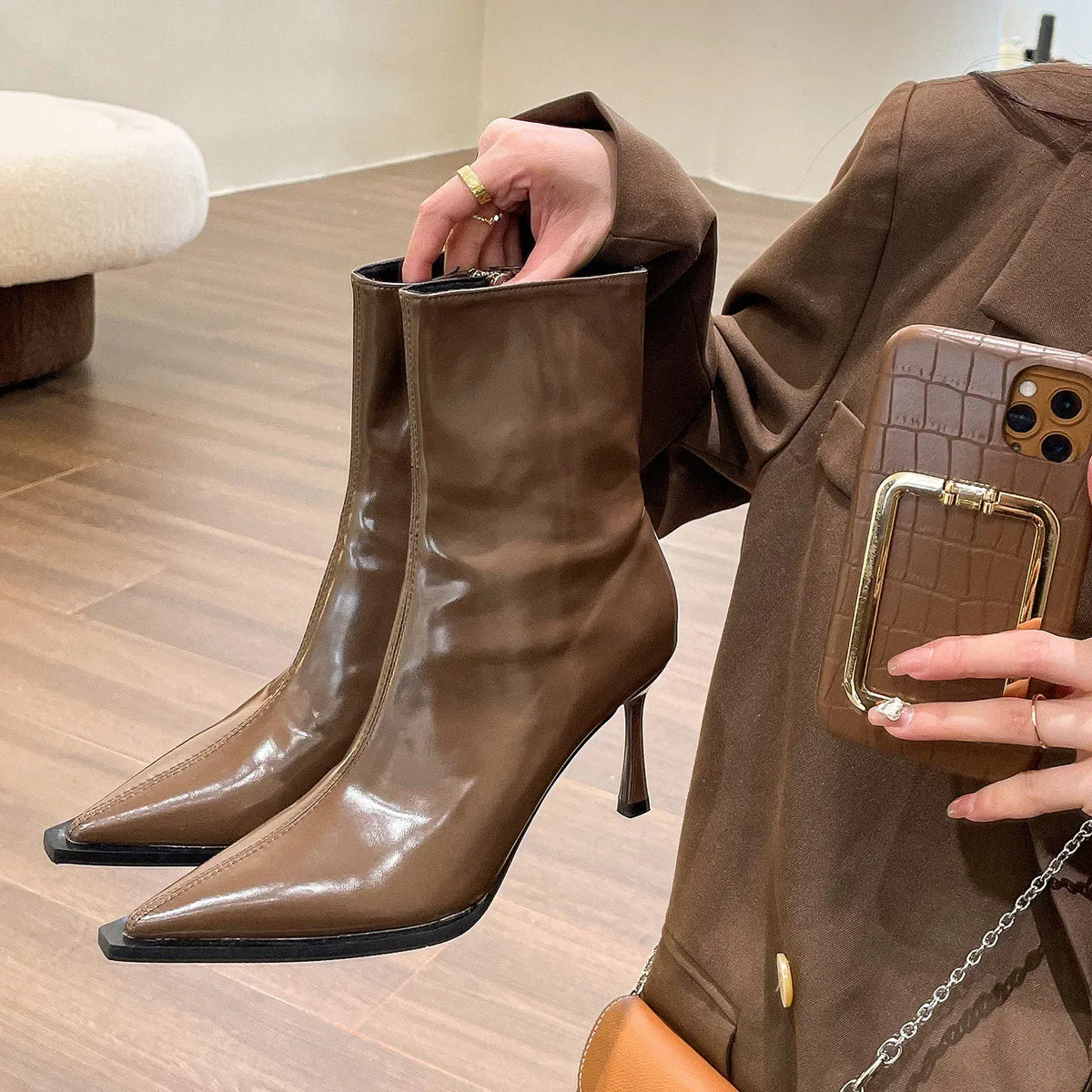 KissICON Dark Brown / 38 Women's Boots Autumn Boots-Women Winter Footwear Shoes Zipper