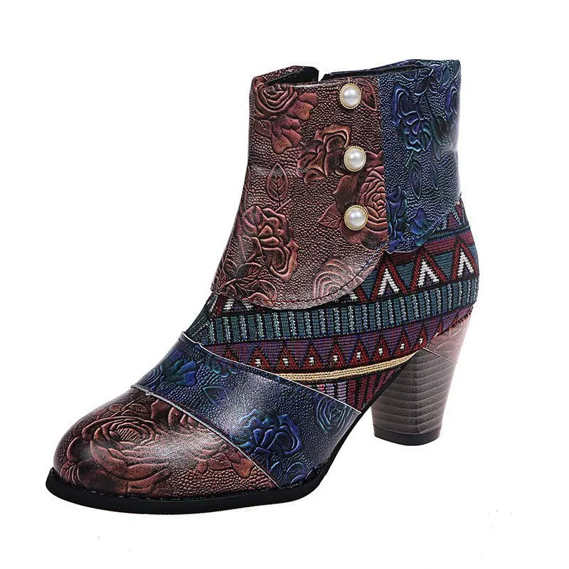 KissICON Dark Brown / 40 Vintage Leather Women Boots Bohemian New Female Retro
