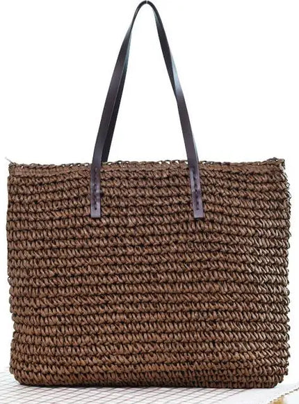 KissICON Dark Brown / 40x16x35cm Handbag – Beach Rattan Woven