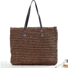 KissICON Dark Brown / 40x16x35cm Handbag – Beach Rattan Woven