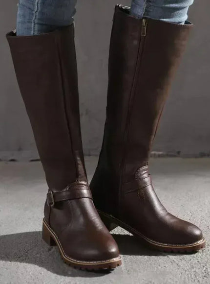 KissICON Dark Brown / 43 New Winter Women's Riding Boots 2024 Round Toe