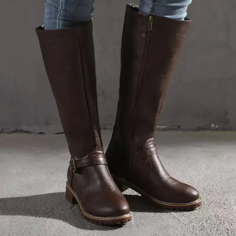 KissICON Dark Brown / 43 New Winter Women's Riding Boots 2024 Round Toe