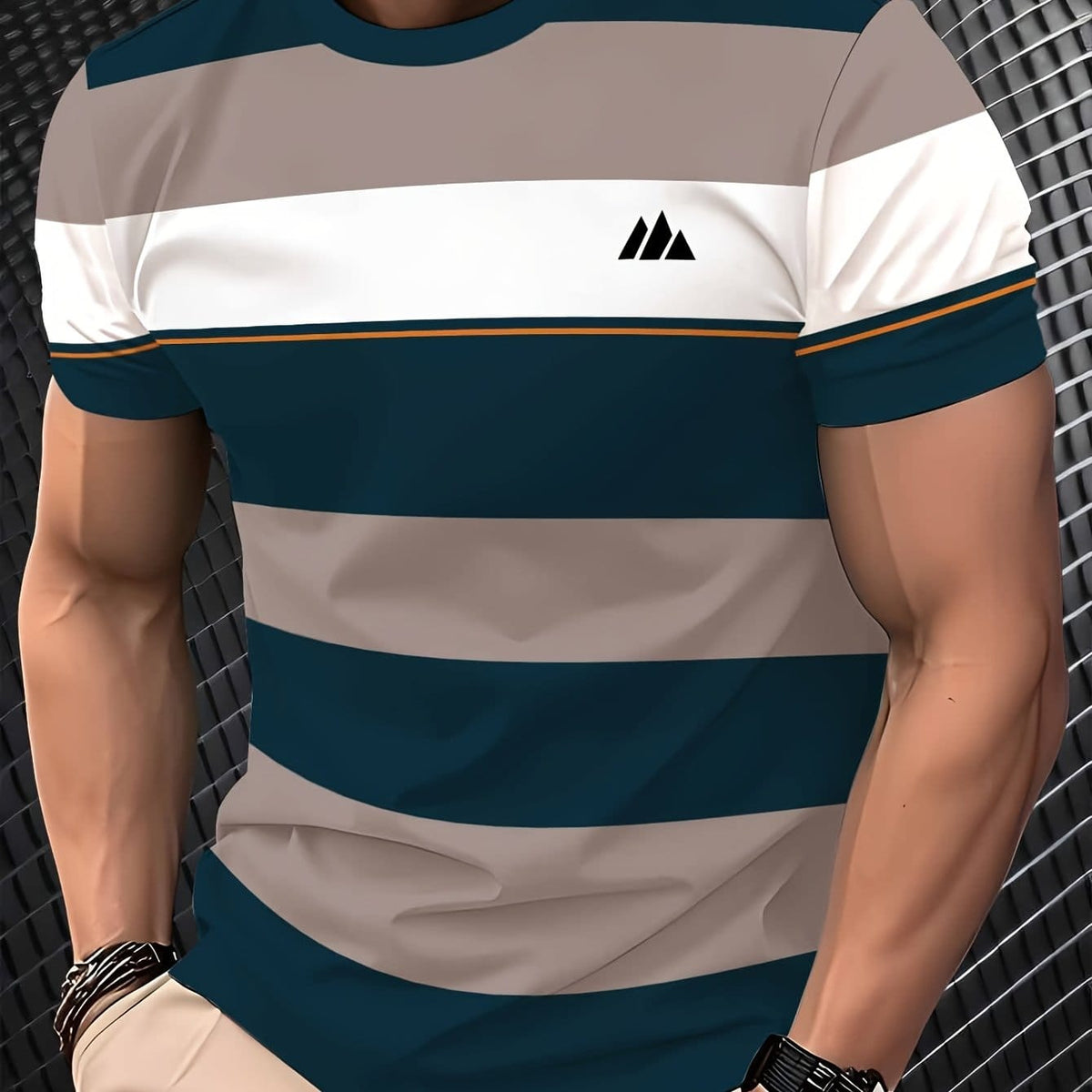 KissICON Dark Cyan / UK 36 Mens Smooth Textured Crew Neck Tee Daily Comfort