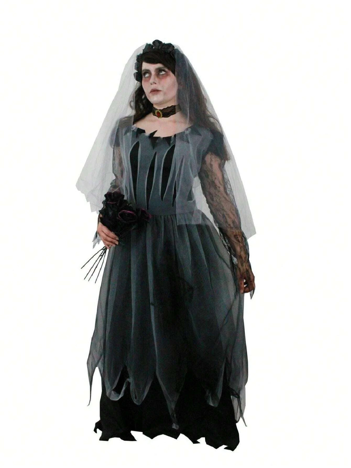 KissICON Dark Gothic Corpse Bride Halloween Costume with Veil