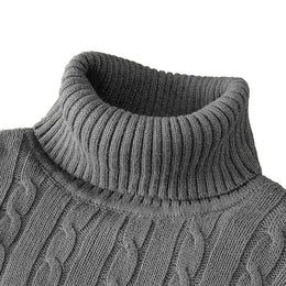 KissICON Dark Gray / L Mens Slim Fit Turtleneck Heavyweight Knitted Pullover Sweater
