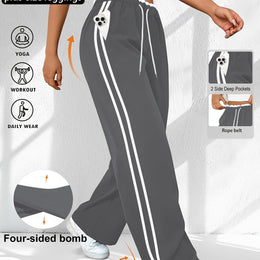 jkthpu-45 Dark Gray / UK 16 Plus Size High Stretch Straight Leg Trousers with Side Stripe – 6 Colours