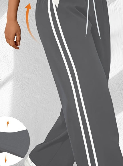 jkthpu-45 Dark Gray / UK 18 Plus Size HighWaisted Stretchy Joggers Maroon  White