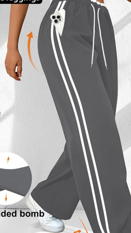 jkthpu-45 Dark Gray / UK 18 Plus Size HighWaisted Stretchy Joggers Maroon  White