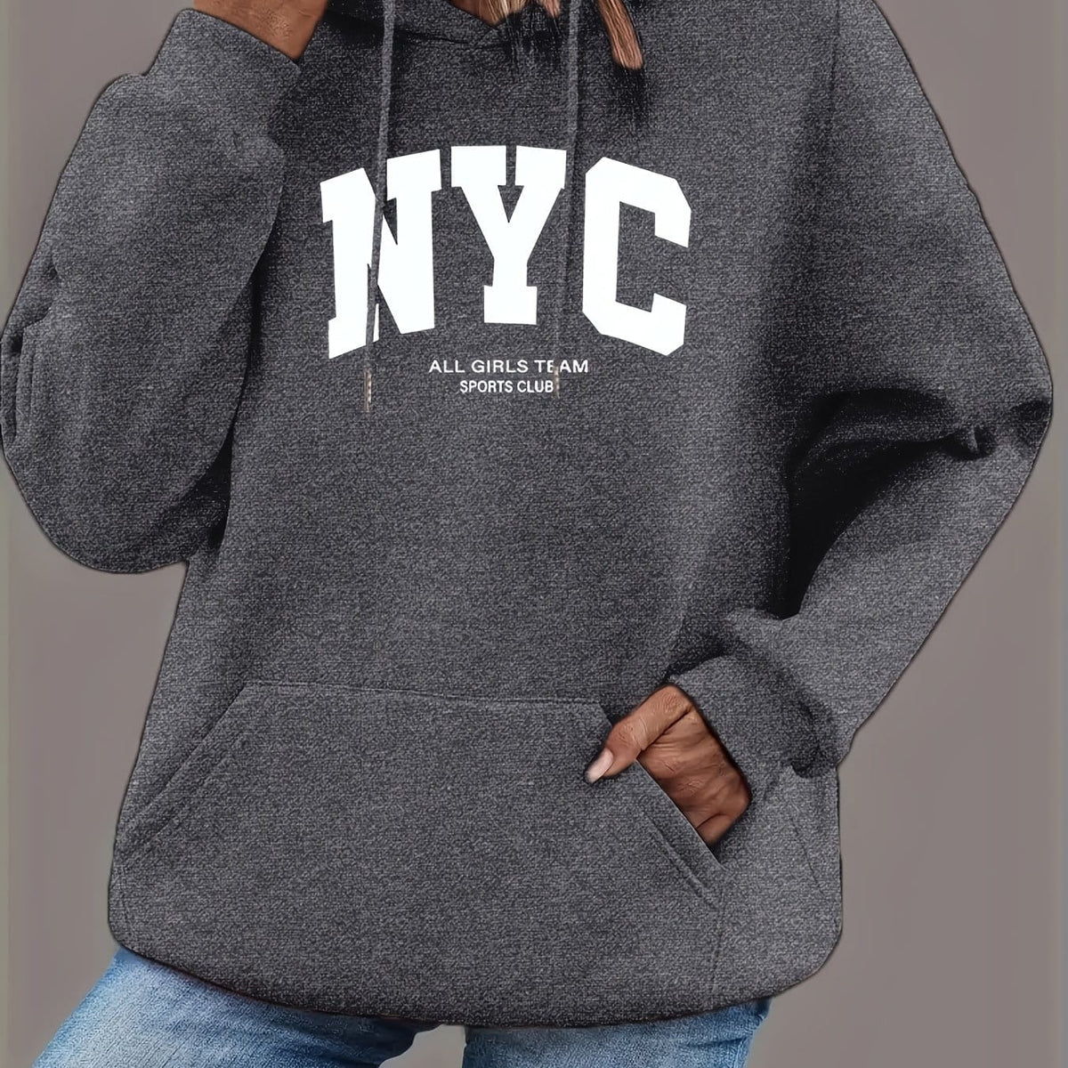 jkthpu-45 Dark Gray / UK 18 Plus Size - Women'S Plus Size Oversized Hoodie