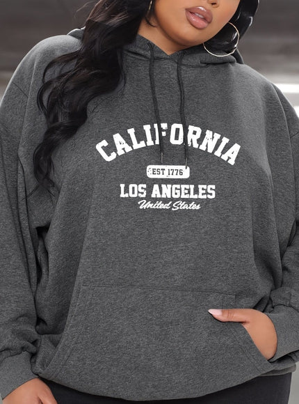 jkthpu-45 Dark Gray / UK 18 Women'S Plus Size Casual Hoodie with California Letter