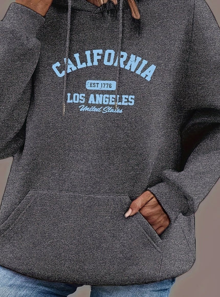 jkthpu-45 Dark Gray / UK 18 Women's Plus Size Oversized Hoodie with California Los