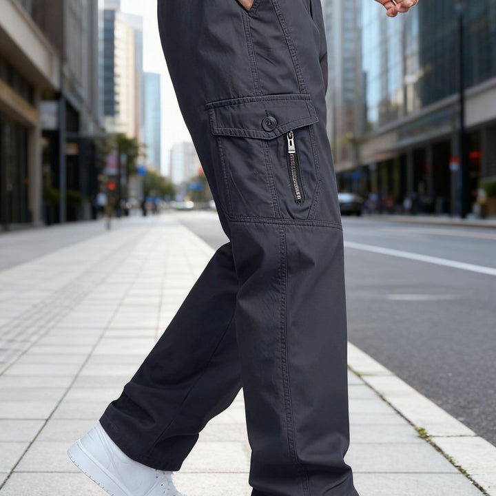 Korean Style Mens Pure Cargo Pants Soft Breathable Comfort