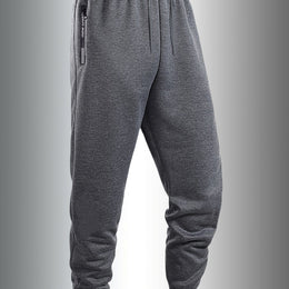KissICON Dark Gray / UK 31 Men's Casual Sporty Cuffed Pants with Side Letter Zipper Pockets and Elastic Drawstring Waist, Trackpants Perfect for Year-round Wear. The Simple and Elegant Design Makes Them an Ideal Choice for Various Occasions, as Well as the Perfect Option