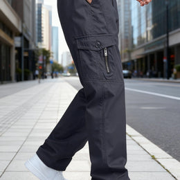 KissICON Dark Gray / UK 36 Korean Style Mens Pure Cargo Pants Soft Breathable Comfort