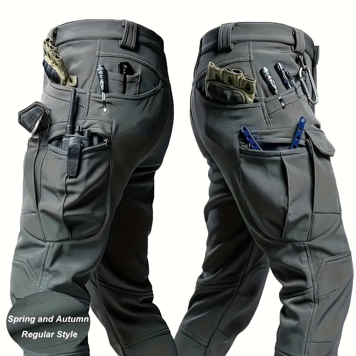 KissICON Dark Gray / UK 36 Stretch Tactical Cargo Pants Durable Comfort Everyday Workwear