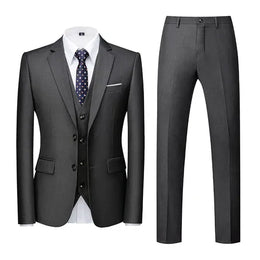 KissICON Dark Gray / XL 2026 Purple Slim Fit ThreePiece Mens Suit Set
