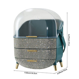 KissICON Dark Green / 24.5*17*37cm Diamond Makeup Organiser – Clear Lid Storage Box