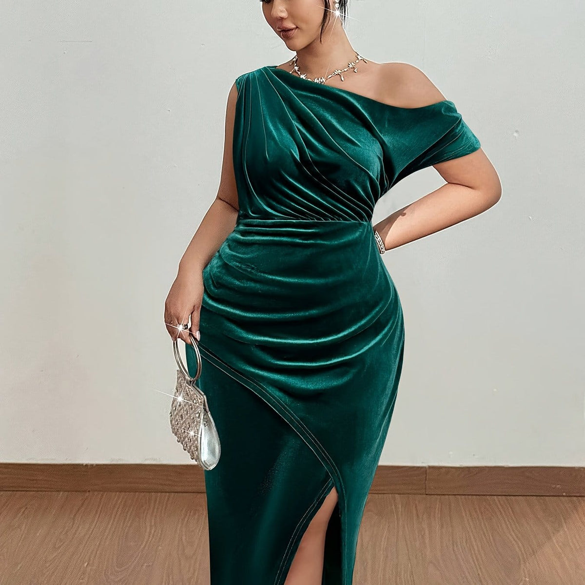 jkthpu-45 Dark Green / UK 16 Plus Size, Plus Size Dress, Plus Size Maxi Dresses for Women, Dresses for Women Plus Size Elegant Classy, Elegant Dresses for Women Classy Plus Size, Gowns for Women Elegant Evening Plus Size, Plus Dressess with Pockets, Plus Size Flower Maxi Dress, Dress
