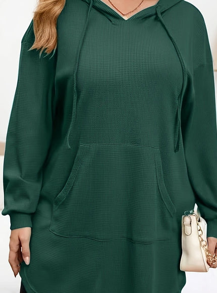 jkthpu-45 Dark Green / UK 18 Plus Size Dark Green Drawstring Hooded Pullover Sweatshirt – Oversized Fit