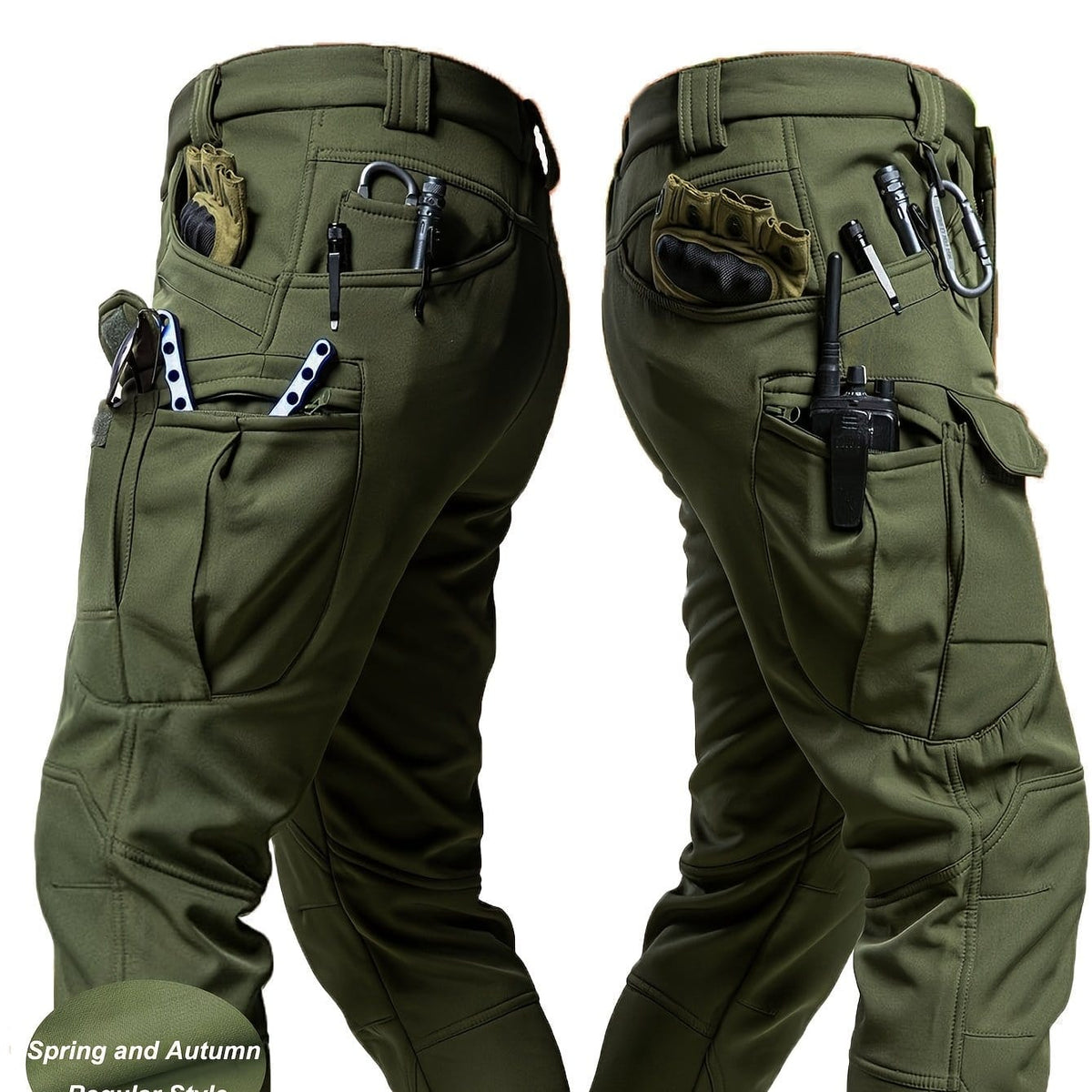 KissICON Dark Green / UK 31 Mens Durable OffRoad Cargo Pants SpringAutumn Utility Trousers