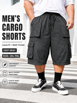 KissICON Dark Grey / 8XL Comfortable Plus Size Mens Casual Workwear Shorts with Pockets