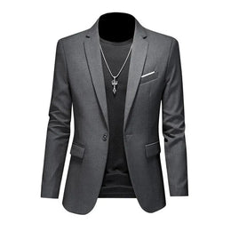 KissICON Dark grey / Asian 6XL (US 3XL) Luxury Mens Blazer Solid Color Casual Business Wedding