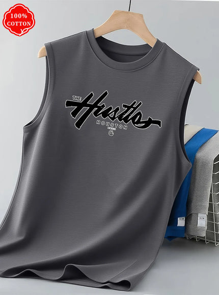 KissICON Dark Grey / M Hustle Houston Cotton Mens Loose Sleeveless Summer Vest