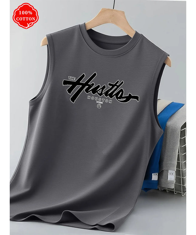 KissICON Dark Grey / M Hustle Houston Cotton Mens Loose Sleeveless Summer Vest