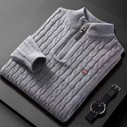 KissICON Dark Grey / XXXL Luxury Mens Cashmere Blend Zipper High Collar Sweater