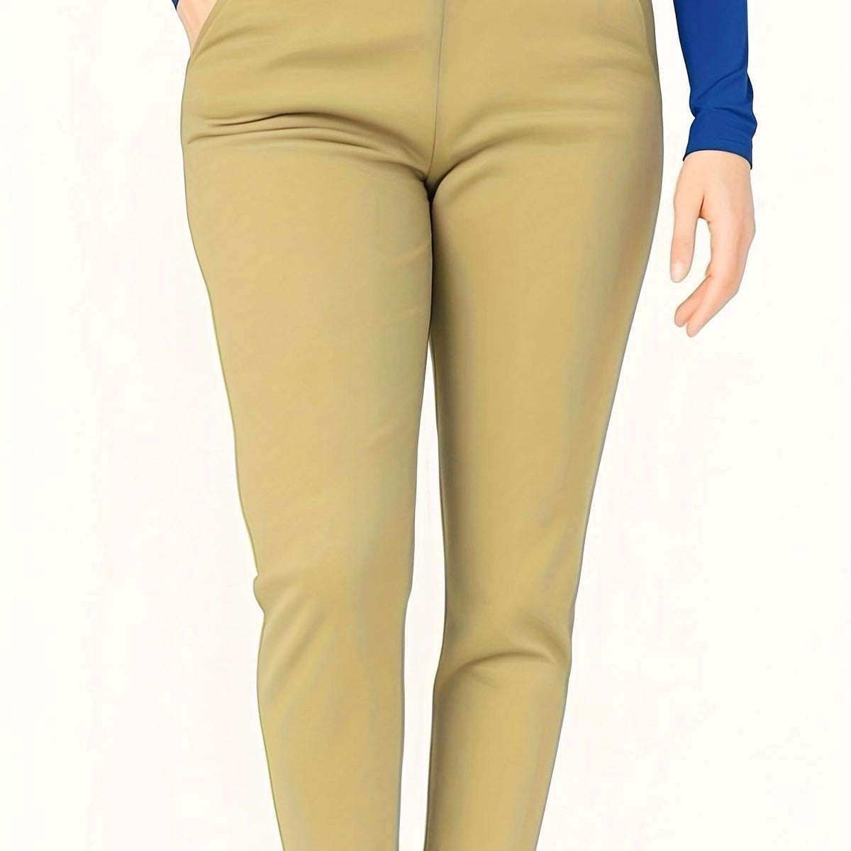 jkthpu-45 Dark Khaki / UK 16 Plus Size - Women'S Plus Size High-Waist Stretchy