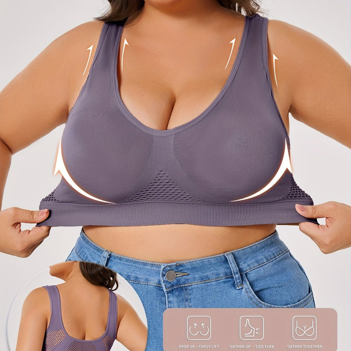 KissICON Dark Purple / 2XL Curve Highsupport Wireless Sports Bra – Comfy