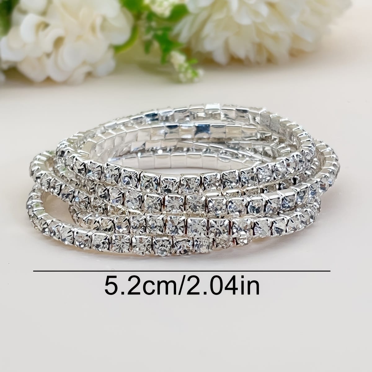 jkthpu-45 Dazzling Rhinestone Stretch Bangles Sparkle  Shine Set