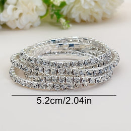 jkthpu-45 Dazzling Rhinestone Stretch Bangles Sparkle  Shine Set