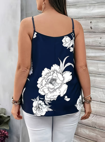 Plus Size, European and American Style Floral Print